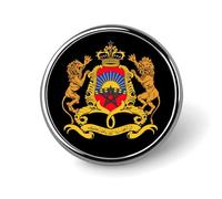 Broche ronde à l'effigie des armoiries du Maroc, accessoire de mode pour hommes et femmes.