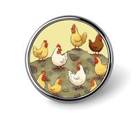 Broche ronde à motif de poulets - Décoration pour chapeaux et vestes - Accessoire de bijoux pour fête de mariage