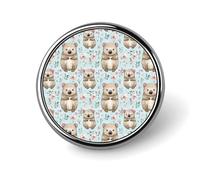 Broche ronde à motif de wombat et de fleurs, jolis badges décoratifs, bijoux pour hommes et femmes, épingles à revers en métal