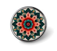 Broche ronde à motif floral coloré mandala pour homme et femme