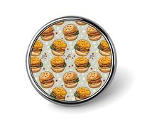 Broche ronde à motif hamburger et échecs, accessoire pour homme et femme, idéale pour un mariage ou un anniversaire. Parfaite pour une cravate, un costume ou une robe.