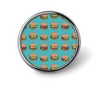 Broche ronde à motif hamburger vert, bouton de sublimation pour décorer chapeaux et vêtements, insigne rond en métal, accessoire de costume pour homme