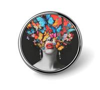 Broche ronde à papillons colorés, noire et blanche, pour femme, homme, employé de bureau, enseignant, décoration