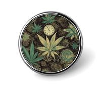 Broche ronde « A Puff in Time » - Marijuana - Jolie broche décorative pour chapeaux, vestes, vêtements, bijoux, accessoires pour fête de mariage