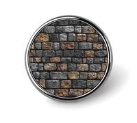 Broche ronde à texture murale médiévale pour homme et femme - Badge tendance - Épinglette pour robe, veste, sac à dos