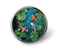 Broche ronde abstraite en forme de feuille de lotus Koi pour femme, homme, employé de bureau, enseignant, décoration