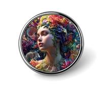 Broche ronde amusante « Princesse des mers » (2,5 cm) | Accessoires de mode originaux pour hommes et femmes : vêtements, chapeaux, sacs, cravates.