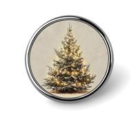 Broche ronde ancienne en forme de sapin de Noël illuminé