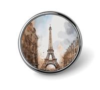 Broche ronde aquarelle Paris, épingle de revers, insigne vintage en métal, bijou de col, accessoire pour costume, pull, sac à dos, cadeau pour femme, mère, mariée