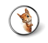 Broche ronde avec illustration d'écureuil mignon pour homme et femme - Badge tendance - Épinglette pour robe, veste, sac à dos