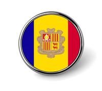 Broche ronde avec le drapeau d'Andorre, épingle, bouton, cravate, badge, chapeau, vêtements, accessoires pour hommes et femmes