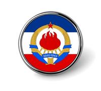 Broche ronde avec le drapeau de la République socialiste fédérative de Yougoslavie, épinglette, cravate, costume, accessoires pour mariage, anniversaire, pour hommes et femmes