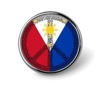 Broche ronde avec symbole de paix et drapeau des Philippines, épingle à cravate pour femmes, hommes, employés de bureau, enseignants, décoration