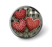 Broche ronde avec trois cœurs rouges mignons pour homme et femme