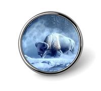 Broche ronde Bison Tempête de neige, insigne de revers, bouton commémoratif en métal, kit d'épingles pour chapeau, chemise, vêtements, sacs, décoration