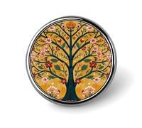 Broche ronde bohème psychédélique paon mandala pour homme et femme en alliage accessoire de costume, épingle à cravate légère de 2,5 cm, Circular, Aluminium, Pas de gemme