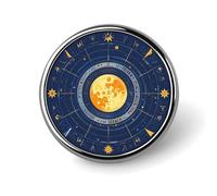 Broche ronde bohème psychédélique paon mandala pour homme et femme en alliage accessoire de costume, épingle à cravate légère de 2,5 cm, Circular, Aluminium, Pas de gemme