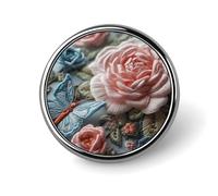 Broche ronde brodée de roses, épingle à cravate tendance, en métal léger, accessoire décoratif pour costume, pour homme et femme