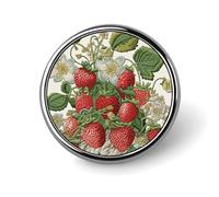 Broche ronde brodée en forme de fraise - En émail - Pour décoration de vêtements - Unisexe - Pour chapeaux, sacs, chemises