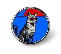 Broche ronde carrée en forme de renard bleu, badge en émail mignon pour homme/femme, épingle à cravate, accessoire de mode, b