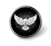 Broche ronde Colombe du Saint-Esprit blanche, insigne de revers, bouton, cravate, accessoire élé pour chapeau, vêtements et bijoux