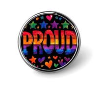 Broche ronde colorée en forme de cœur et d'étoiles pour homme et femme