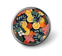 Broche ronde colorée en forme de feuilles tropicales et de citrons, épingle à cravate tendance en métal léger pour homme et femme, accessoire décoratif de costume