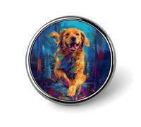 Broche ronde colorée en forme de Golden Retriever, idéale pour les femmes, les hommes, les employés de bureau et les enseignants.