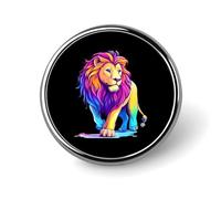 Broche ronde colorée en forme de lion sauvage, mignonne et décorative, à accrocher à un sac à dos, une veste ou un chapeau.