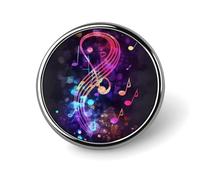 Broche ronde colorée en forme de note de musique galaxie - Cadeau unique - Broche en métal pour chapeau, chemise, vêtements, sacs