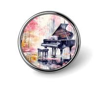 Broche ronde colorée en forme de piano aquarelle, épingle à revers, badge, bouton commémoratif en métal, kit d'épingles pour chapeau, chemise, vêtements, sacs, décoration