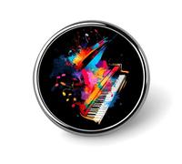 Broche ronde colorée en forme de piano, épingle à cravate, badge, bouton commémoratif en métal, kit d'épingles pour chapeau, chemise, vêtements, sacs, décoration