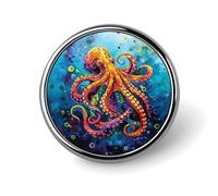 Broche ronde colorée en forme de pieuvre océanique, épingle à cravate, pour femmes, hommes, employés de bureau, enseignants, décoration