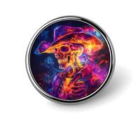 Broche ronde colorée en forme de squelette occidental, épingle à revers, badge de cravate, bouton commémoratif en métal, kit d'épingles pour chapeau, chemise, vêtements, sacs, décoration