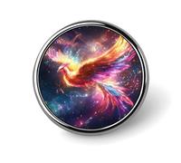 Broche ronde colorée en forme d'oiseau phénix, motif galaxie, pour revers, cravate, badge, bouton commémoratif en métal, pour chapeau, chemise, vêtements, sacs, décoration