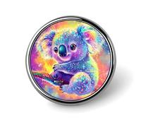 Broche ronde colorée en métal motif koala, pour revers, cravate, badge, commémoratif, pour chapeau, chemise, vêtements, sacs, décoration