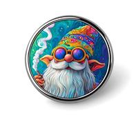 Broche ronde colorée en métal représentant un gnome fumant, pour revers, cravate, badge, bouton commémoratif, pour chapeau, chemise, vêtements, sacs, décoration