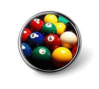 Broche ronde de billard colorée - Épingles à cravate légères - Cadeaux uniques - Broche en métal pour chapeau, chemise, vêtements, sacs