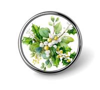 Broche ronde de Noël avec houx gui et neige - Pour homme et femme