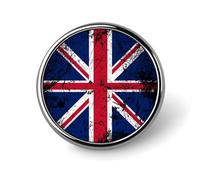 Broche ronde drapeau du Royaume-Uni à texture grunge, insigne, épingle de cravate, pour femmes, hommes, employés de bureau, e