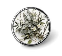 Broche ronde élégante en forme de brindille blanche naturelle, ornée d'un badge décoratif classique et mignon. Cette broche en métal raffiné est idéale pour décorer vêtements, sacs à dos, chapeaux et