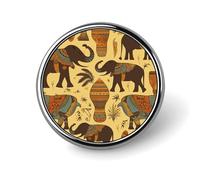 Broche ronde en alliage avec motif éléphant d'Afrique et tournesols, accessoire de costume pour homme et femme, épingle à cravate légère de 2,5 cm