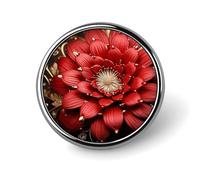 Broche ronde en alliage avec motif guitare musicale et fleur rouge et or, accessoire de costume pour homme et femme, épingle à cravate légère de 2,5 cm