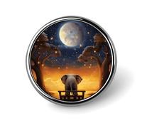 Broche ronde en alliage d'aluminium, insigne décoratif léger pour homme et femme, représentant un éléphant, un hibou, un arbre, la lune et une étoile. Accessoire de mode idéal pour les costumes mascu
