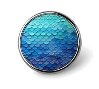 Broche ronde en alliage d'aluminium pour homme, motif écailles de poisson, sirène, bleu océan, élégante, tendance, pour femme, pour chapeaux, vestes, chemises