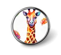 Broche ronde en alliage d'aluminium pour homme, motif girafe coloré, élégante, tendance, pour femme, pour chapeau, veste, chemise
