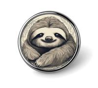 Broche ronde en alliage d'aluminium pour homme, motif paresseux, animal spirituel, élégante, pour femme, à la mode, pour chapeaux, vestes, chemises