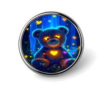 Broche ronde en alliage d'aluminium représentant un adorable petit ourson, idéale pour annoncer une nouvelle tenue. Accessoire décoratif pour vestes, sacs à dos, chapeaux et chemises. Accessoire él
