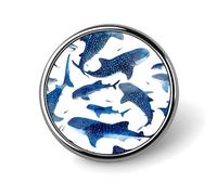 Broche ronde en alliage d'aluminium représentant un requin-baleine bleu et blanc, une tortue de mer galactique et un voyage. Accessoire décoratif pour vestes, sacs à dos, chapeaux et chemises. Accesso