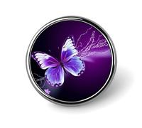 Broche ronde en alliage, motif phare marin et papillon violet au coucher du soleil, accessoire de costume pour homme et femme, épingle à cravate légère de 2,5 cm